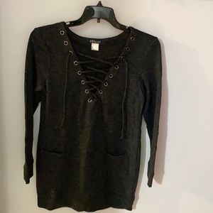 Womens Lace up French Terry Dress